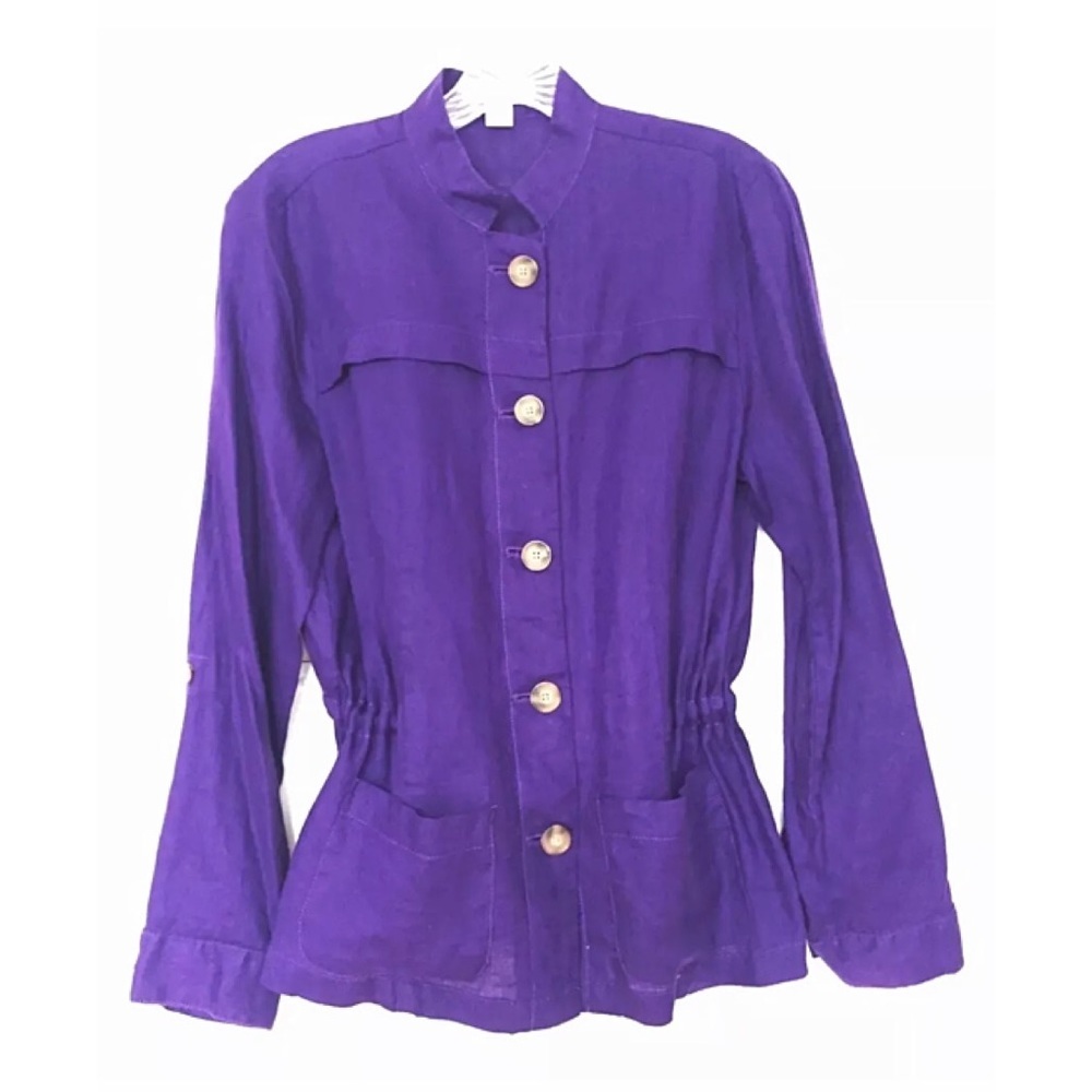 COLDWATER CREEK Sz 8 Purple Linen Shirt / Jacket